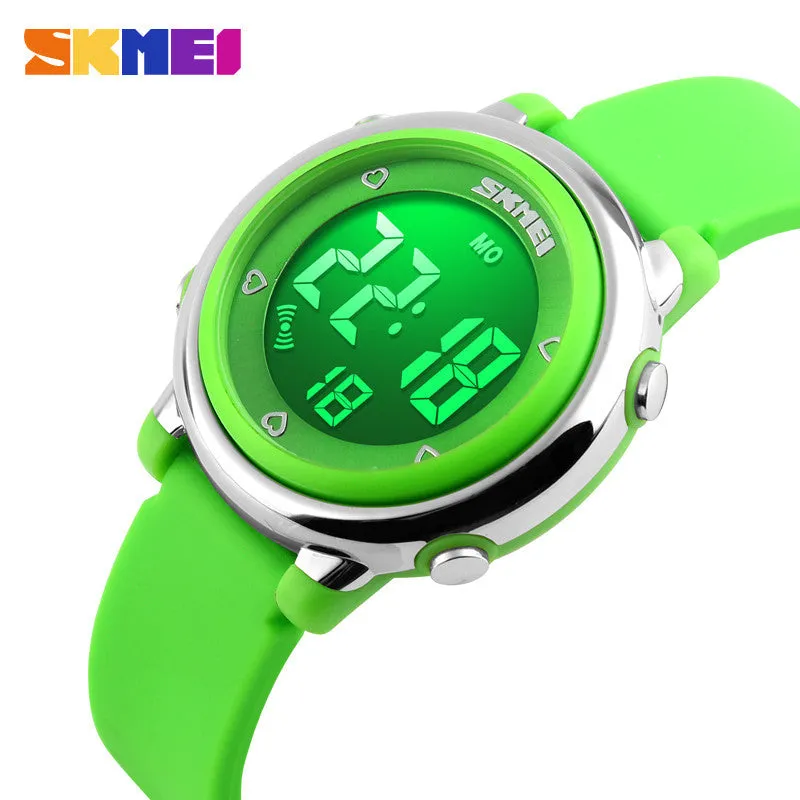 New SKMEI popular Brand children kids fashion Sports Watches Digital LED Wristwatches green blue white black rubber strap