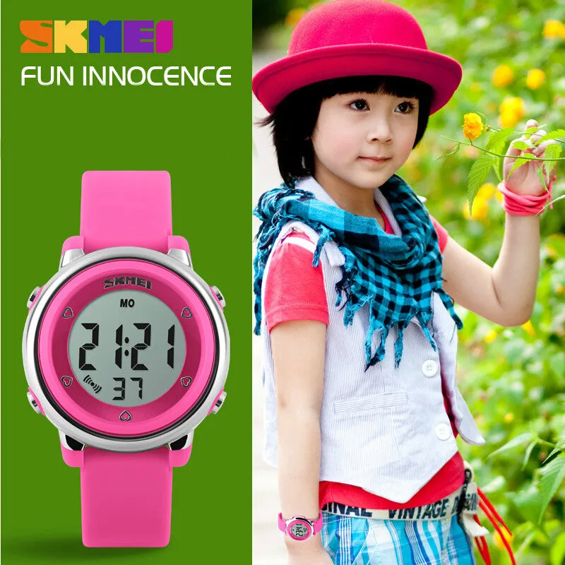 New SKMEI popular Brand children kids fashion Sports Watches Digital LED Wristwatches green blue white black rubber strap