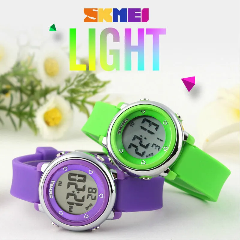 New SKMEI popular Brand children kids fashion Sports Watches Digital LED Wristwatches green blue white black rubber strap