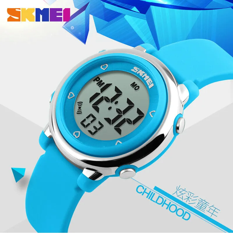 New SKMEI popular Brand children kids fashion Sports Watches Digital LED Wristwatches green blue white black rubber strap