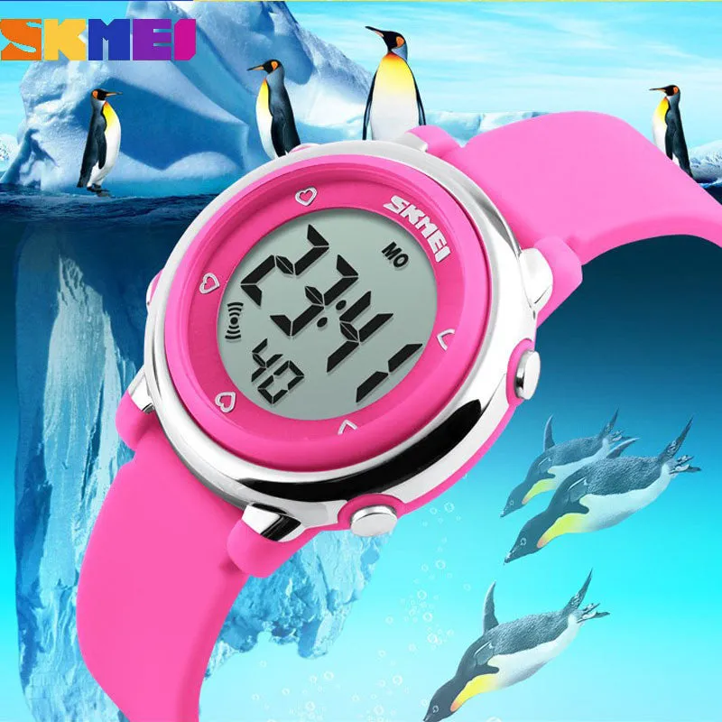 New SKMEI popular Brand children kids fashion Sports Watches Digital LED Wristwatches green blue white black rubber strap