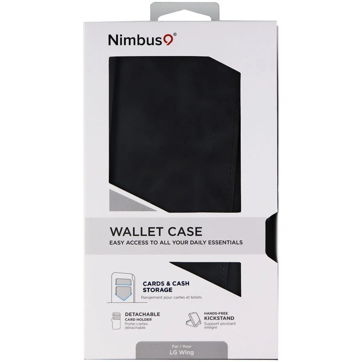 Nimbus9 Folio Wallet Hard Case for LG Wing / Wing 5G Smartphones - Black