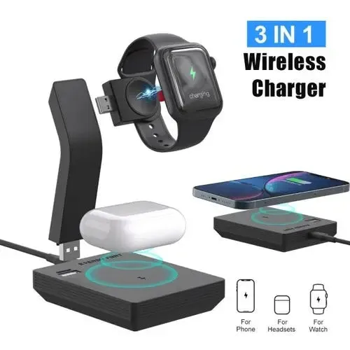 Ninja 15W 3 in 1 Fast Wireless Charging Station for Mobile Phones-Ninja 15W wireless charging station