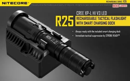 Nitecore R25 800 Lumen Rechargeable Flashlight w/ charging dock CREE XP-L HI V3 LED