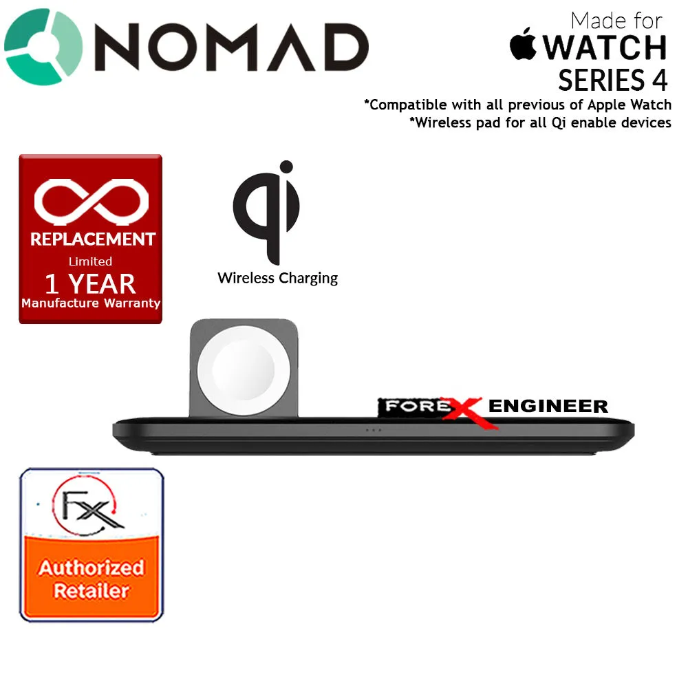 Nomad Wireless Charging Dock Base Station for  Apple Watch and works with all Qi enabled devices - MFi-certified Apple Watch Charger - Black (wireless charging station)