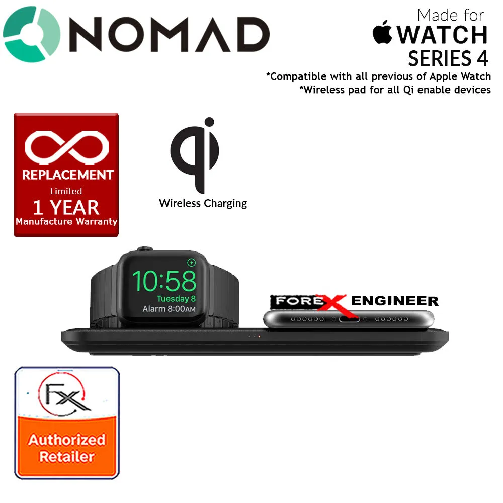 Nomad Wireless Charging Dock Base Station for  Apple Watch and works with all Qi enabled devices - MFi-certified Apple Watch Charger - Black (wireless charging station)