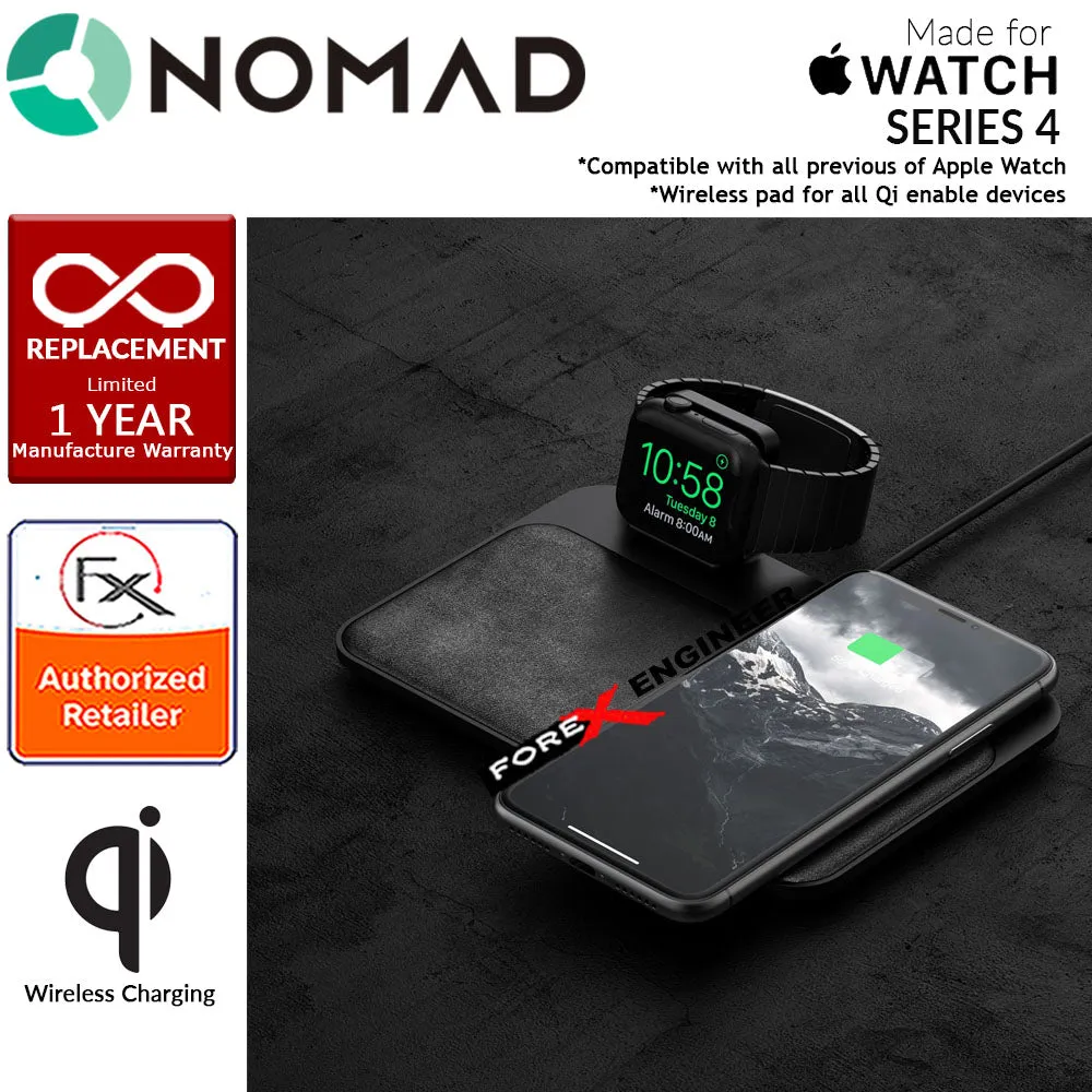 Nomad Wireless Charging Dock Base Station for  Apple Watch and works with all Qi enabled devices - MFi-certified Apple Watch Charger - Black (wireless charging station)