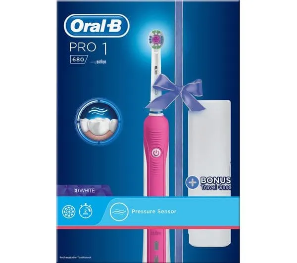 ORAL B CrossAction Pro 1 680 Electric Toothbrush - Pink