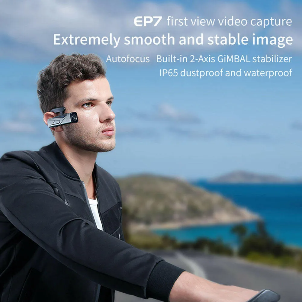 ORDRO EP7 Head Wearable 4K 60fps Video Camera First Person View Hands-Free Camcorder APP Control Autofocus Built-in 2-Axis Gimbal Anti-shake with Remote Control   64G Memory Card