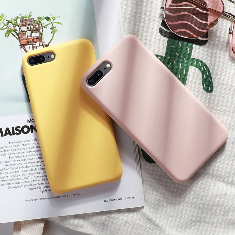 Original Silicone Case For iPhone 7 8 Xs Max Luxury Case Plain Color Silicon Cover For iPhone 6 6s Plus X XR Funda Coque Capas