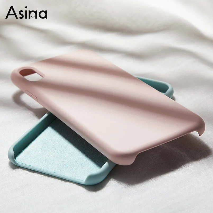 Original Silicone Case For iPhone 7 8 Xs Max Luxury Case Plain Color Silicon Cover For iPhone 6 6s Plus X XR Funda Coque Capas