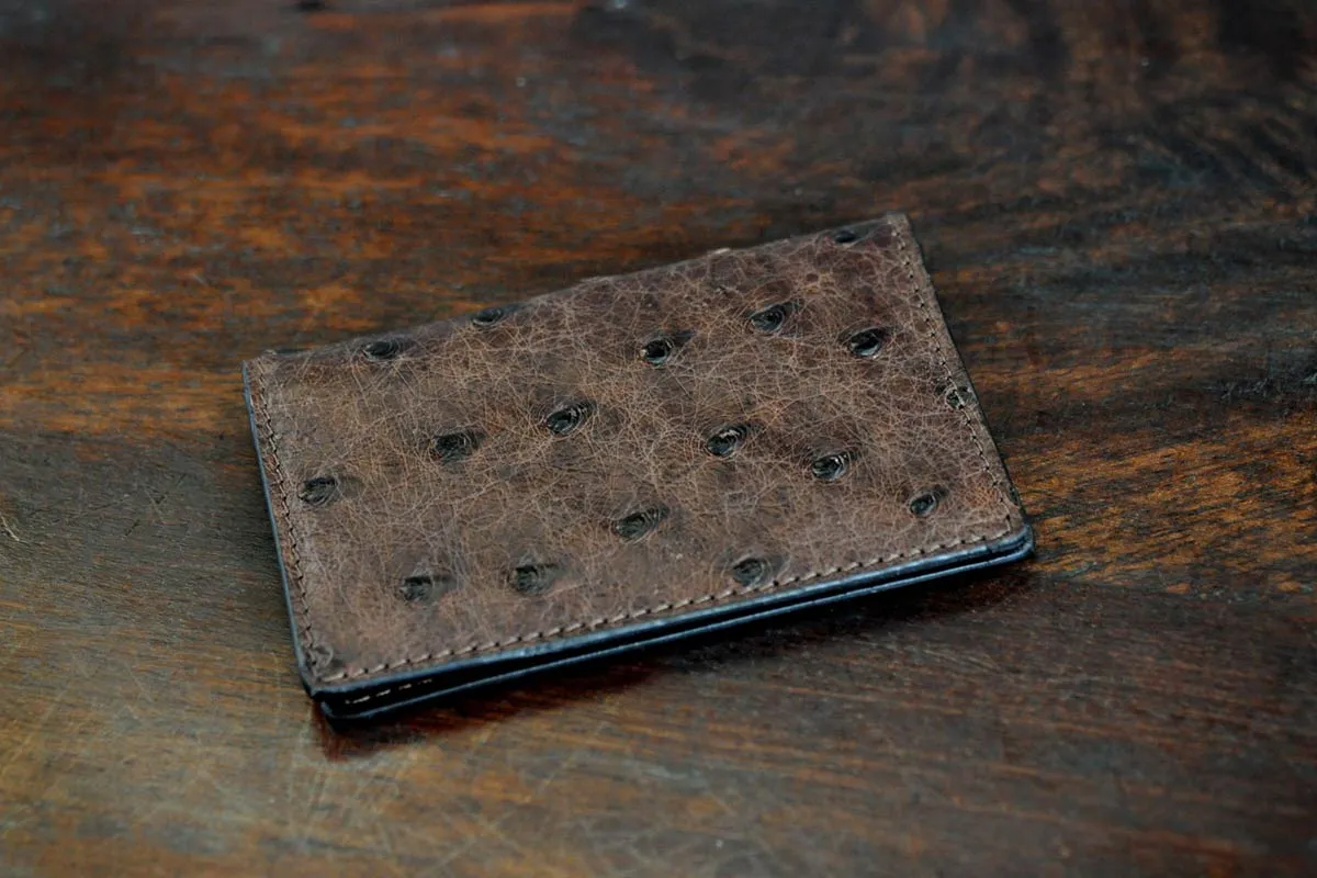 Ostrich Business Card / Credit Card Case - Walnut Brown