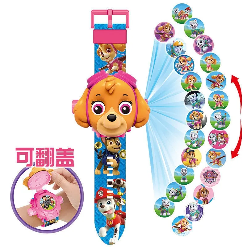 Paw Patrol Toys 3D Projection Digital Watch Dog Puppy Patrulla Canina Anime Action Figures Model Toy Marshall Chase Kid Gift Set