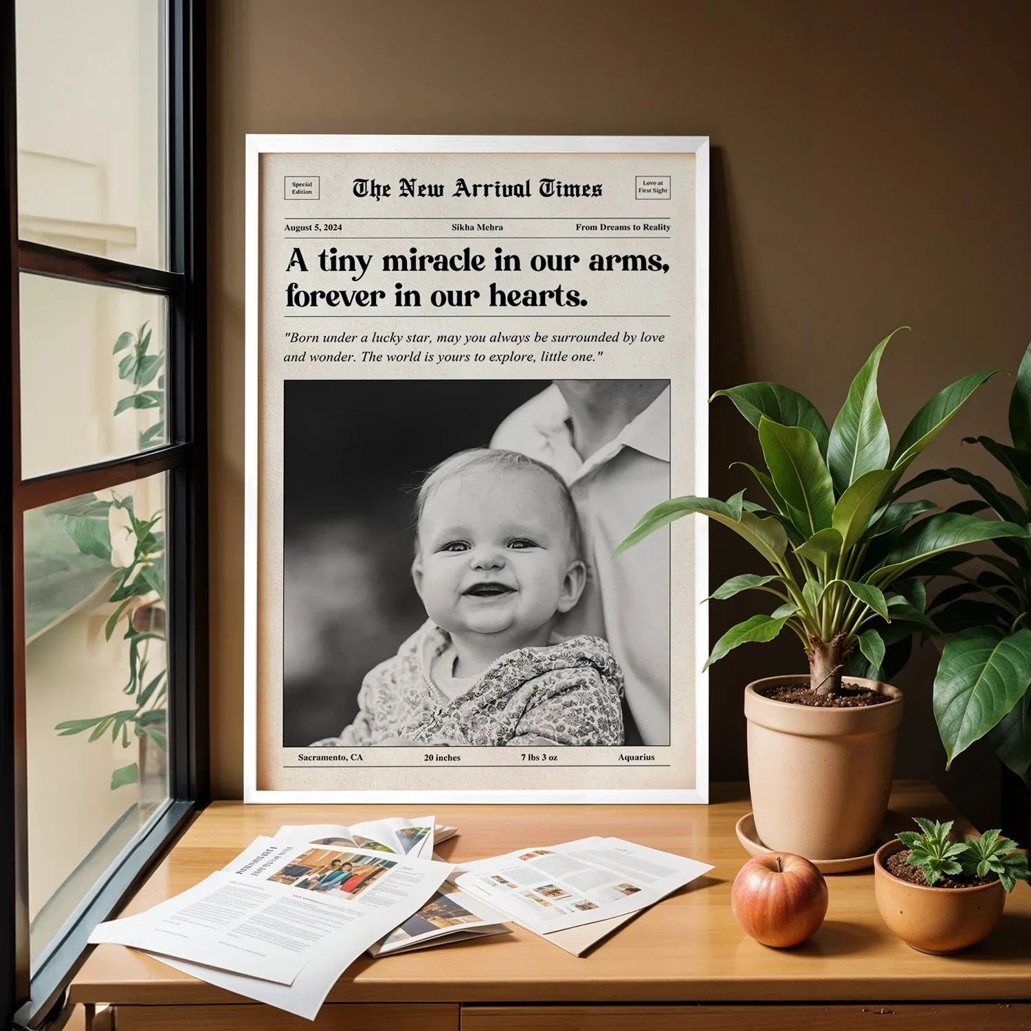 Personalized Newspaper For New Baby Arrival Artwork