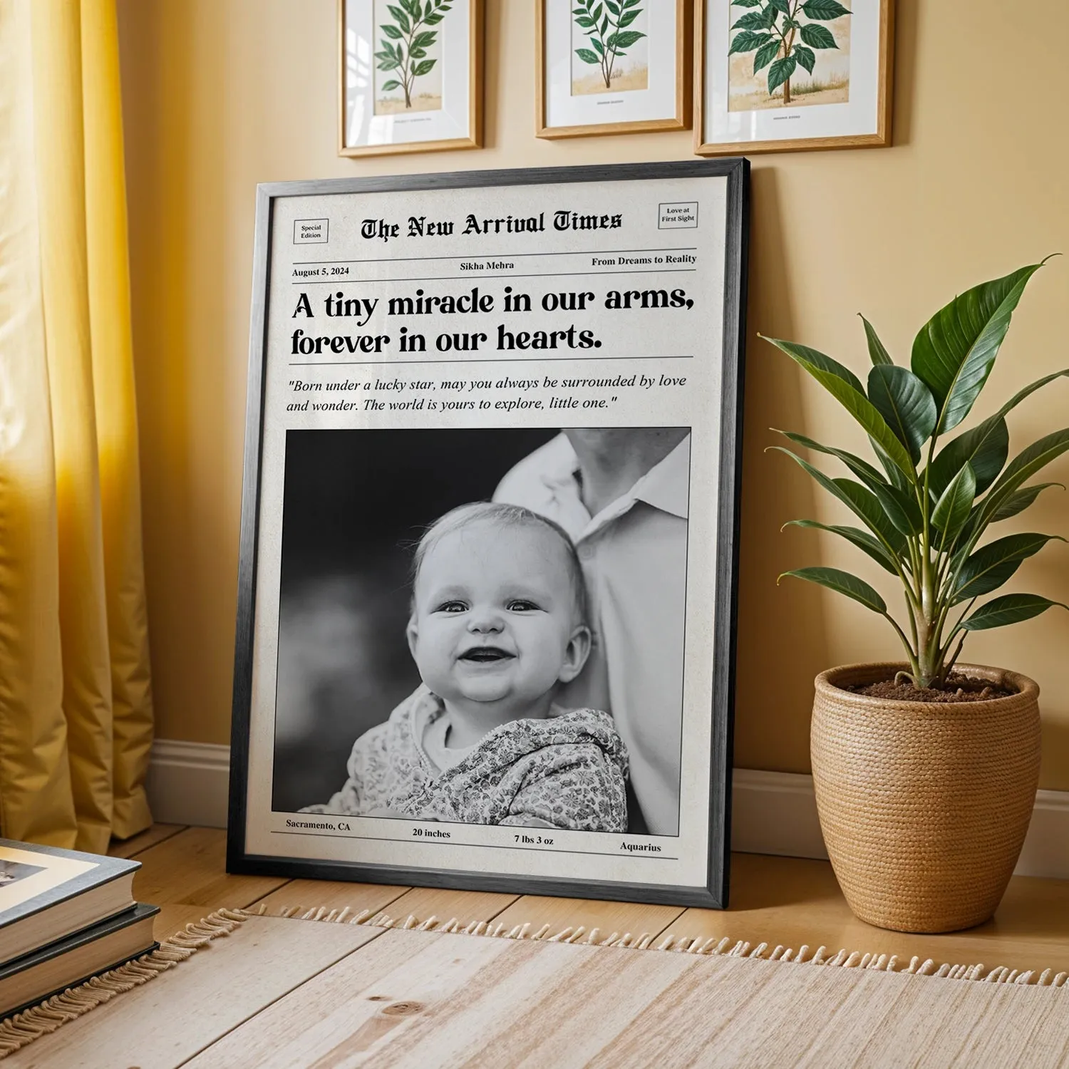 Personalized Newspaper For New Baby Arrival Artwork