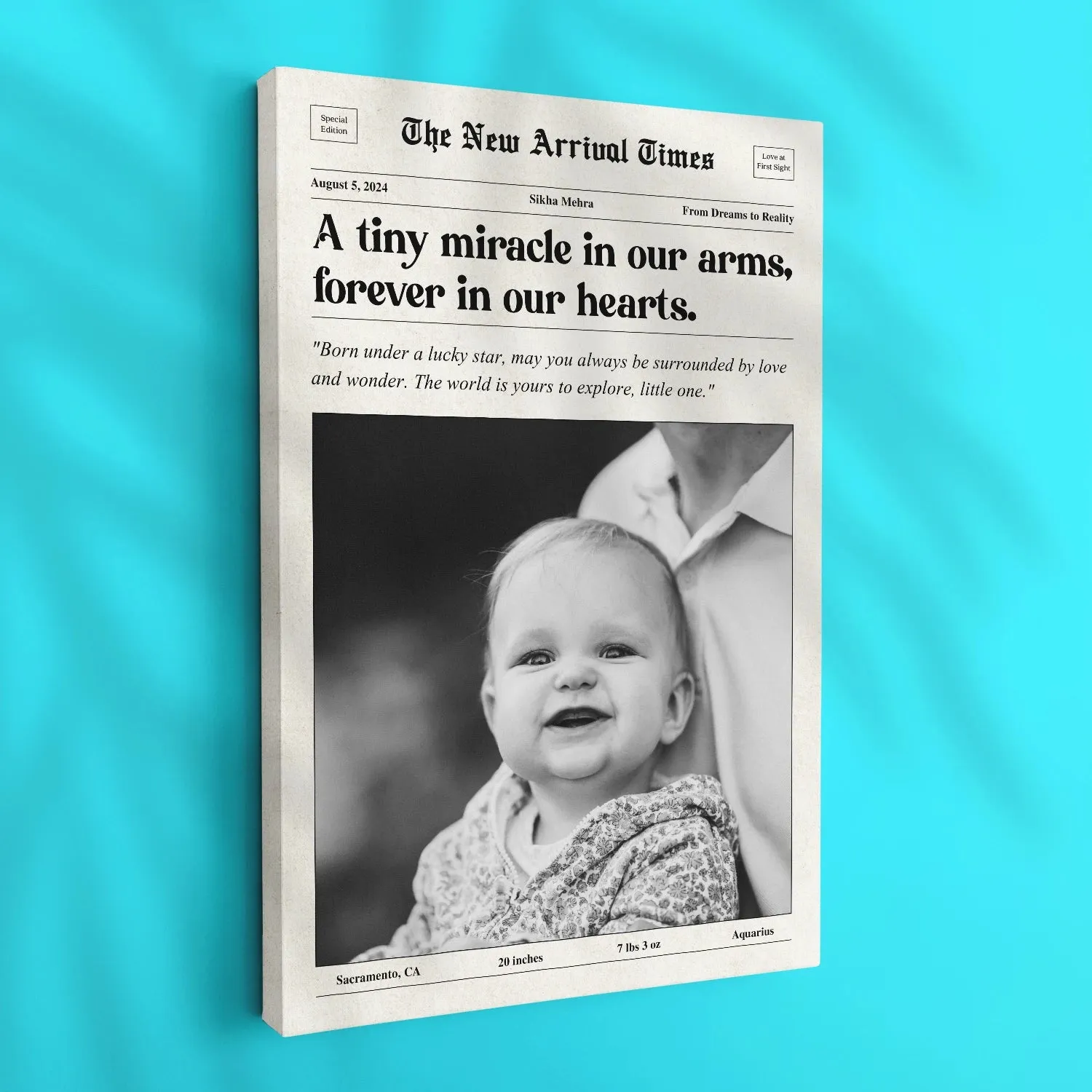 Personalized Newspaper For New Baby Arrival Artwork