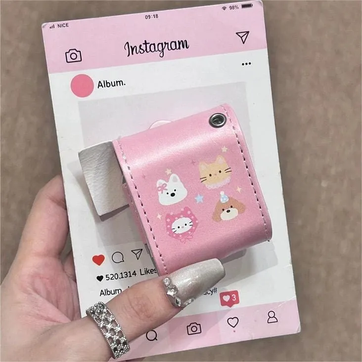 Pink Bowknot Puppy AirPods Leather Case