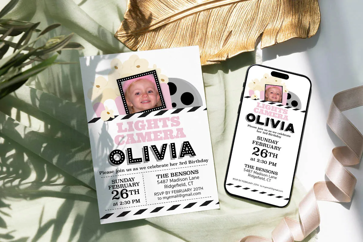 Pink Movie Night Digital Invitation