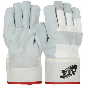 PIP MJVATA-L Split Cowhide Leather Palm Glove with Canvas Back and ATA Technology Lining - Safety Cuff