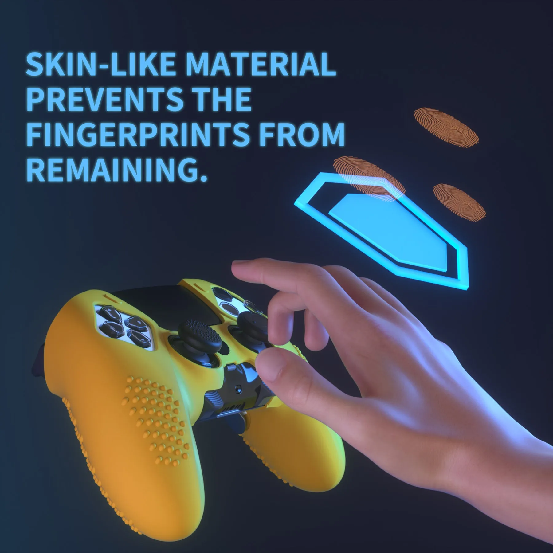 PlayVital 3D Studded Edition Anti-Slip Silicone Cover Case for ps5 Edge Controller, Soft Rubber Protector Skin for ps5 Edge Wireless Controller with 6 Thumb Grip Caps - Caution Yellow - ETPFP014