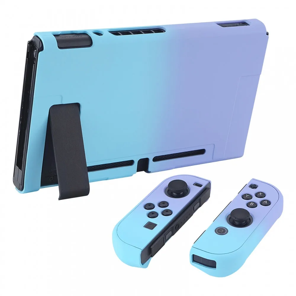 PlayVital Back Cover for Nintendo Switch Console, NS Joycon Handheld Controller Separable Protector Hard Shell, Custom Protective Case for Nintendo Switch - Gradient Violet Blue - NTP329