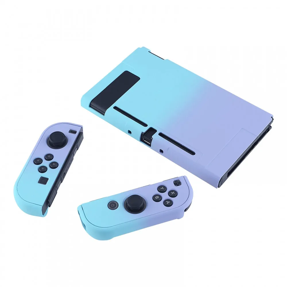 PlayVital Back Cover for Nintendo Switch Console, NS Joycon Handheld Controller Separable Protector Hard Shell, Custom Protective Case for Nintendo Switch - Gradient Violet Blue - NTP329