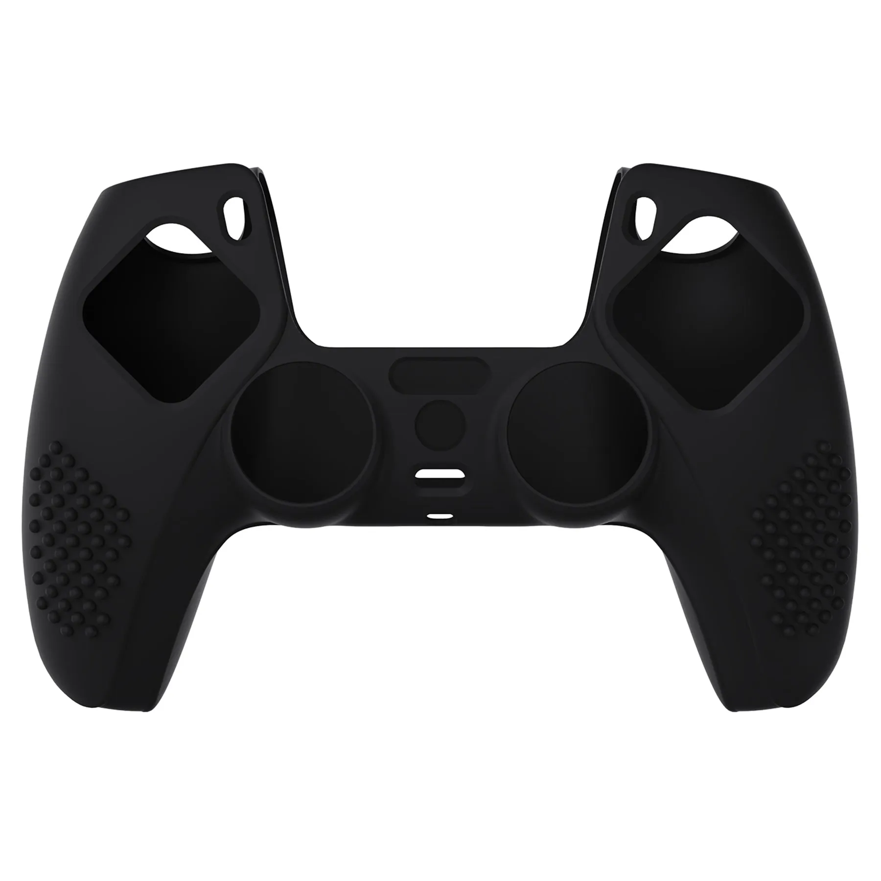 PlayVital Black 3D Studded Edition Anti-slip Silicone Cover Skin for 5 Controller, Soft Rubber Case Protector for PS5 Wireless Controller with 6 Black Thumb Grip Caps - TDPF001