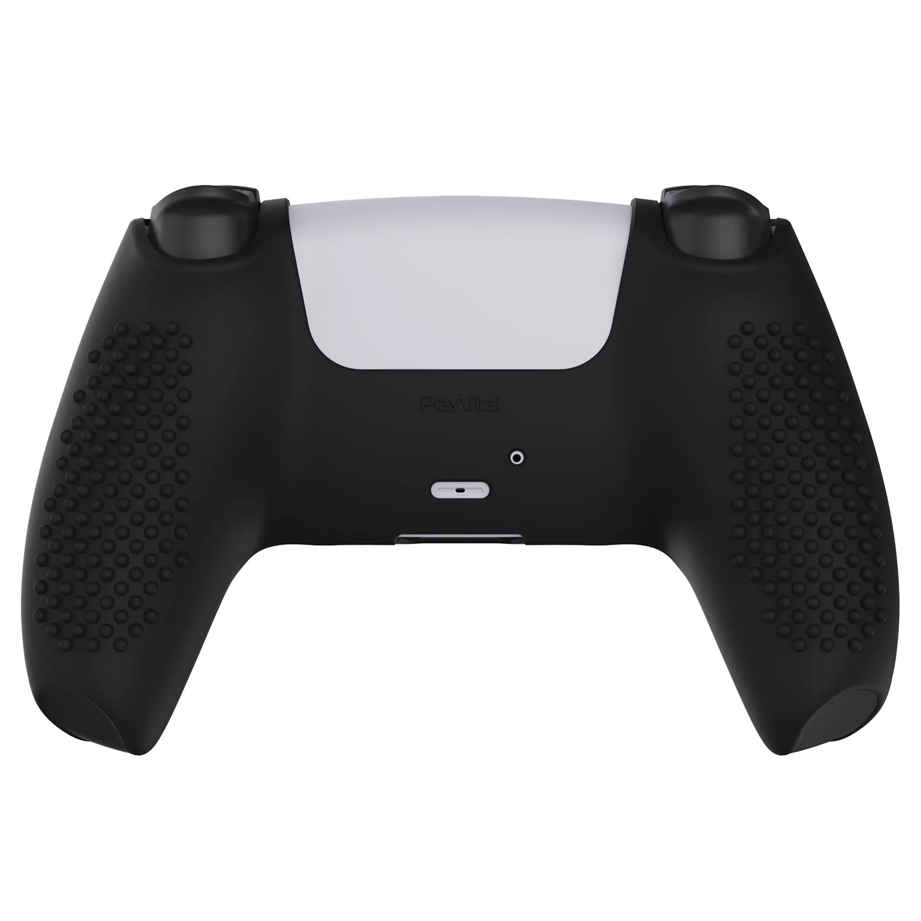 PlayVital Black 3D Studded Edition Anti-slip Silicone Cover Skin for 5 Controller, Soft Rubber Case Protector for PS5 Wireless Controller with 6 Black Thumb Grip Caps - TDPF001