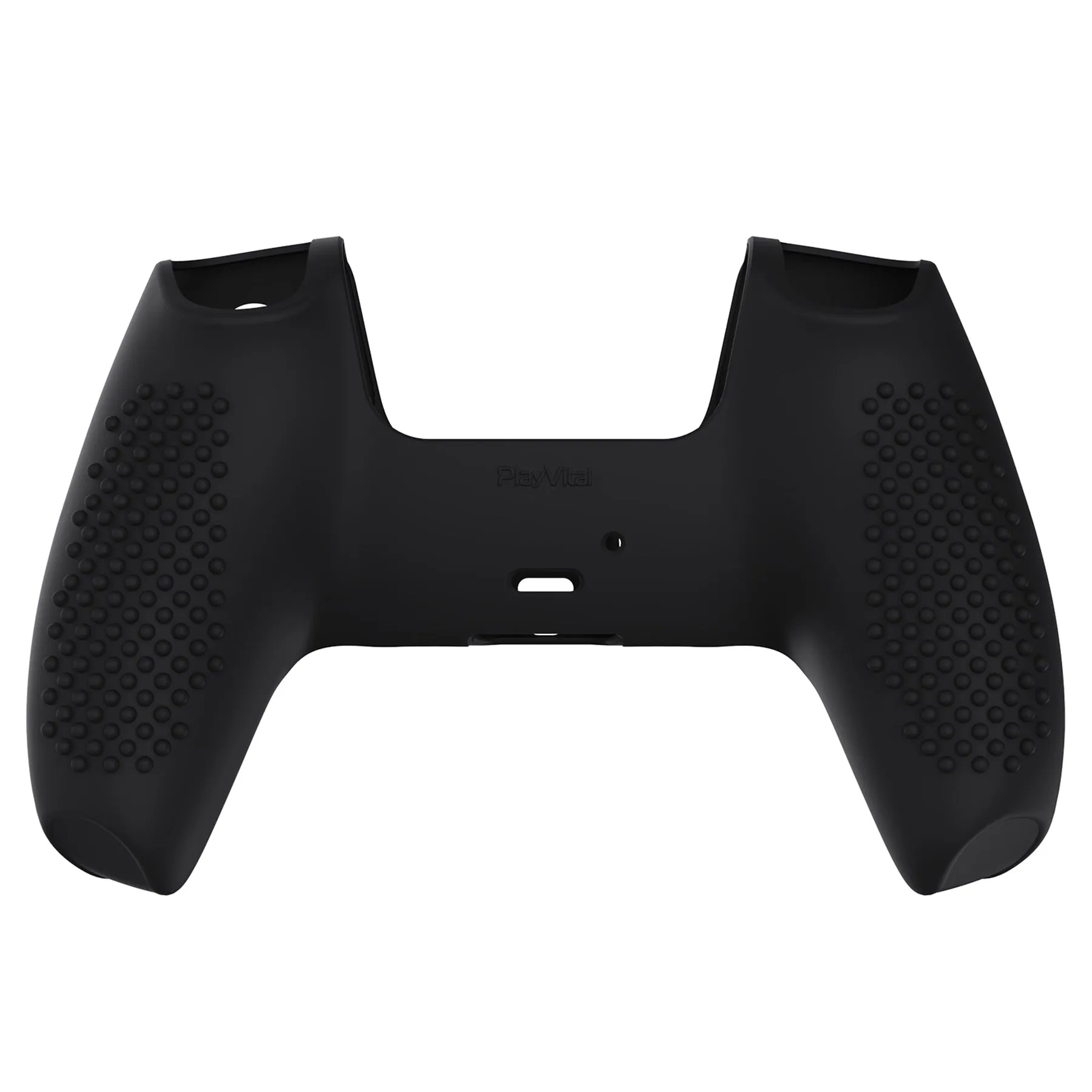 PlayVital Black 3D Studded Edition Anti-slip Silicone Cover Skin for 5 Controller, Soft Rubber Case Protector for PS5 Wireless Controller with 6 Black Thumb Grip Caps - TDPF001