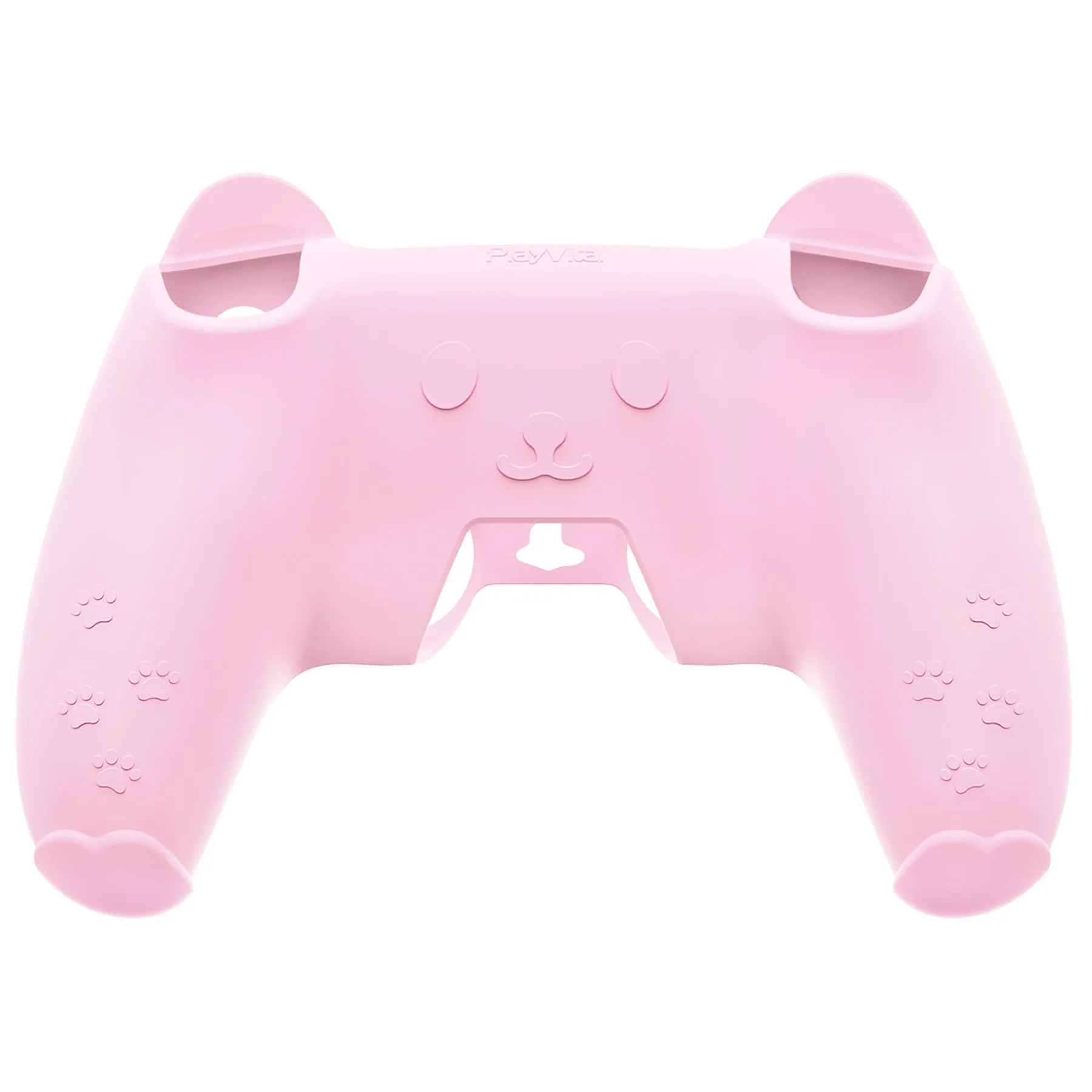 PlayVital Cute Bear Controller Silicone Case for ps5, Kawaii Controller Cover Compatible with Charging Station, Gamepad Skin Protector for ps5 with Touch Pad Sticker & Thumb Grips - Pink & Yellow - UYBPFP002