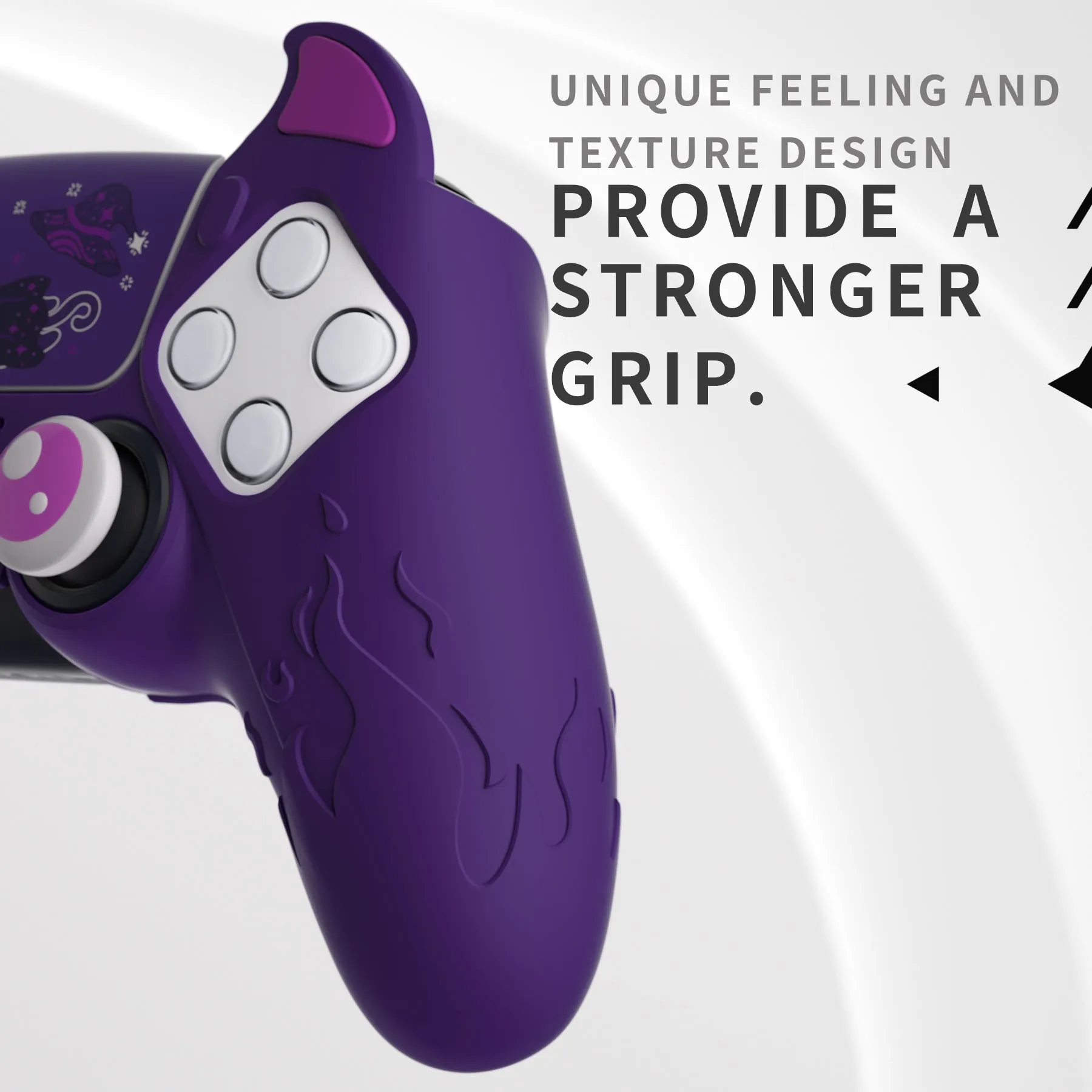 PlayVital Cute Demon Controller Silicone Case Compatible With PS5 Controller - Purple - DEPFP002