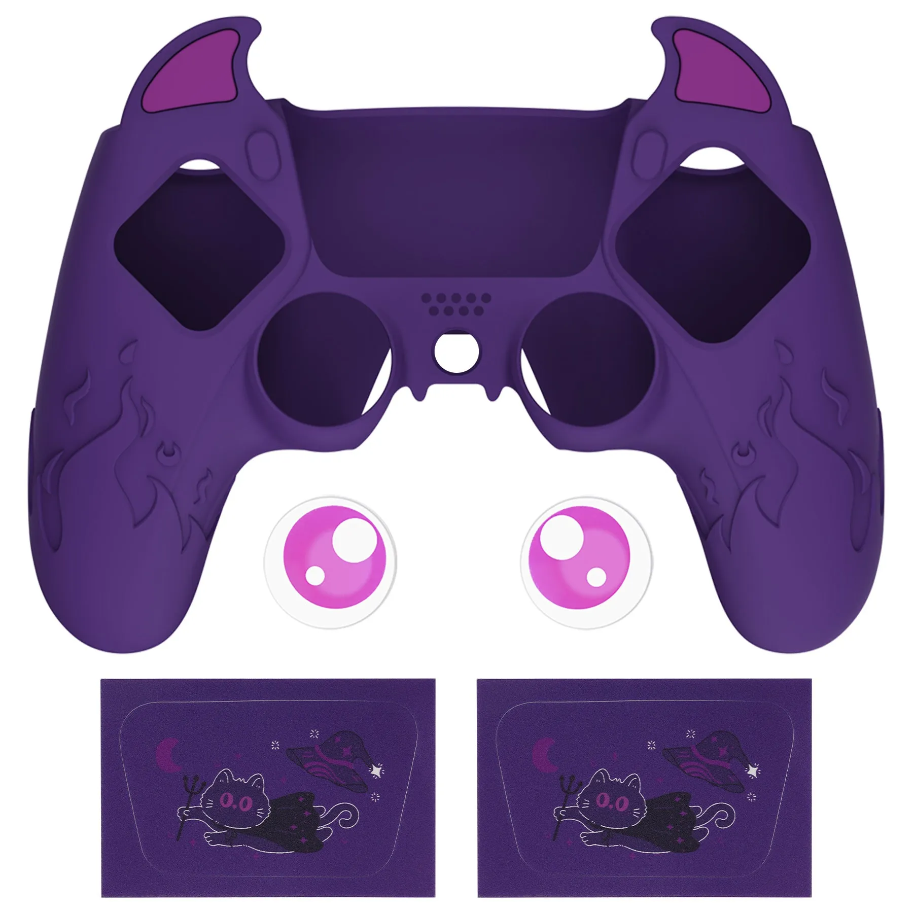 PlayVital Cute Demon Controller Silicone Case Compatible With PS5 Controller - Purple - DEPFP002