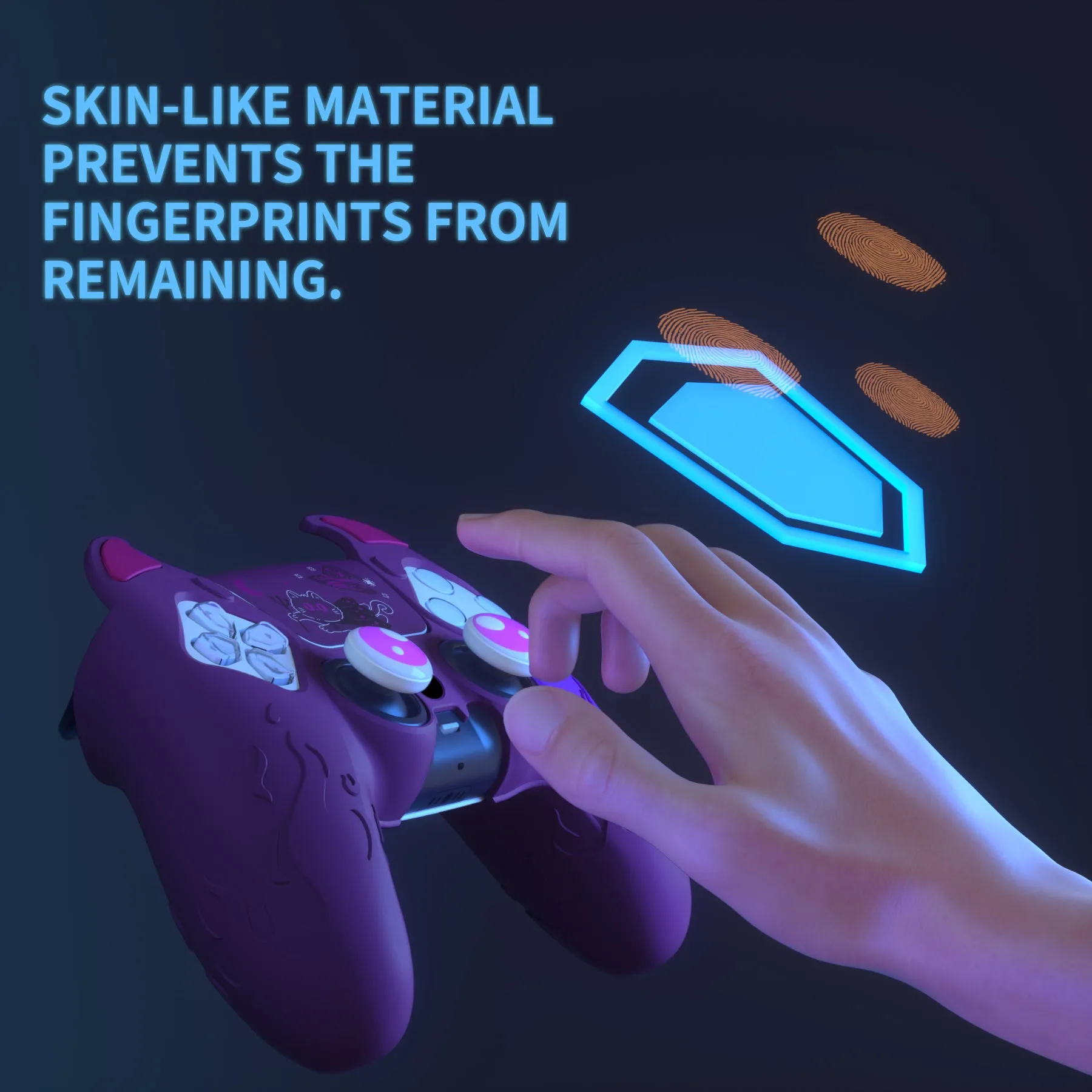 PlayVital Cute Demon Controller Silicone Case Compatible With PS5 Controller - Purple - DEPFP002