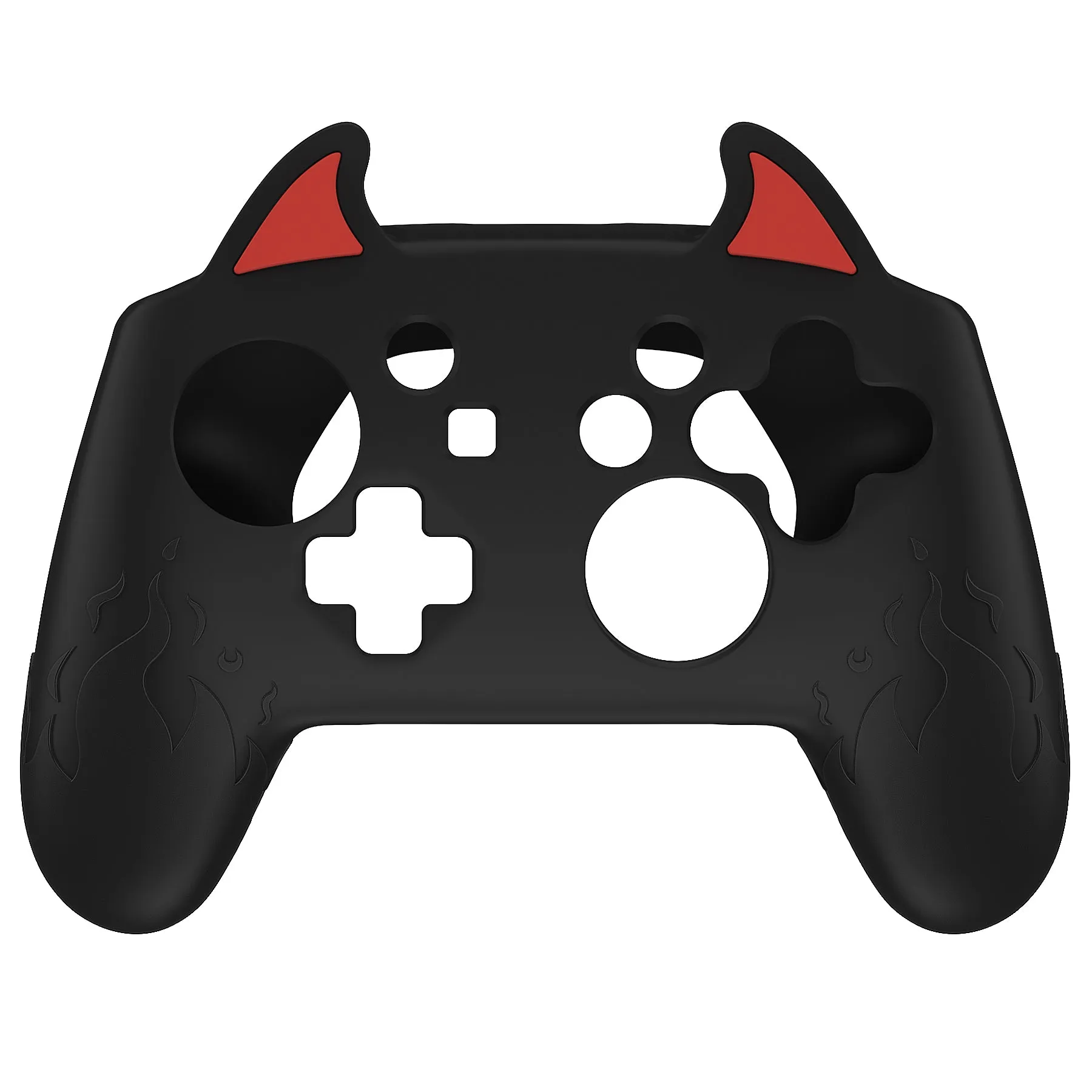 PlayVital Cute Demon Silicone Grip Cover for Nintendo Switch Pro Controller, Anti-Slip Protective Skin with Joystick Caps and Stickers Compatible with Nintendo Switch Pro - Black - AMDNPP005