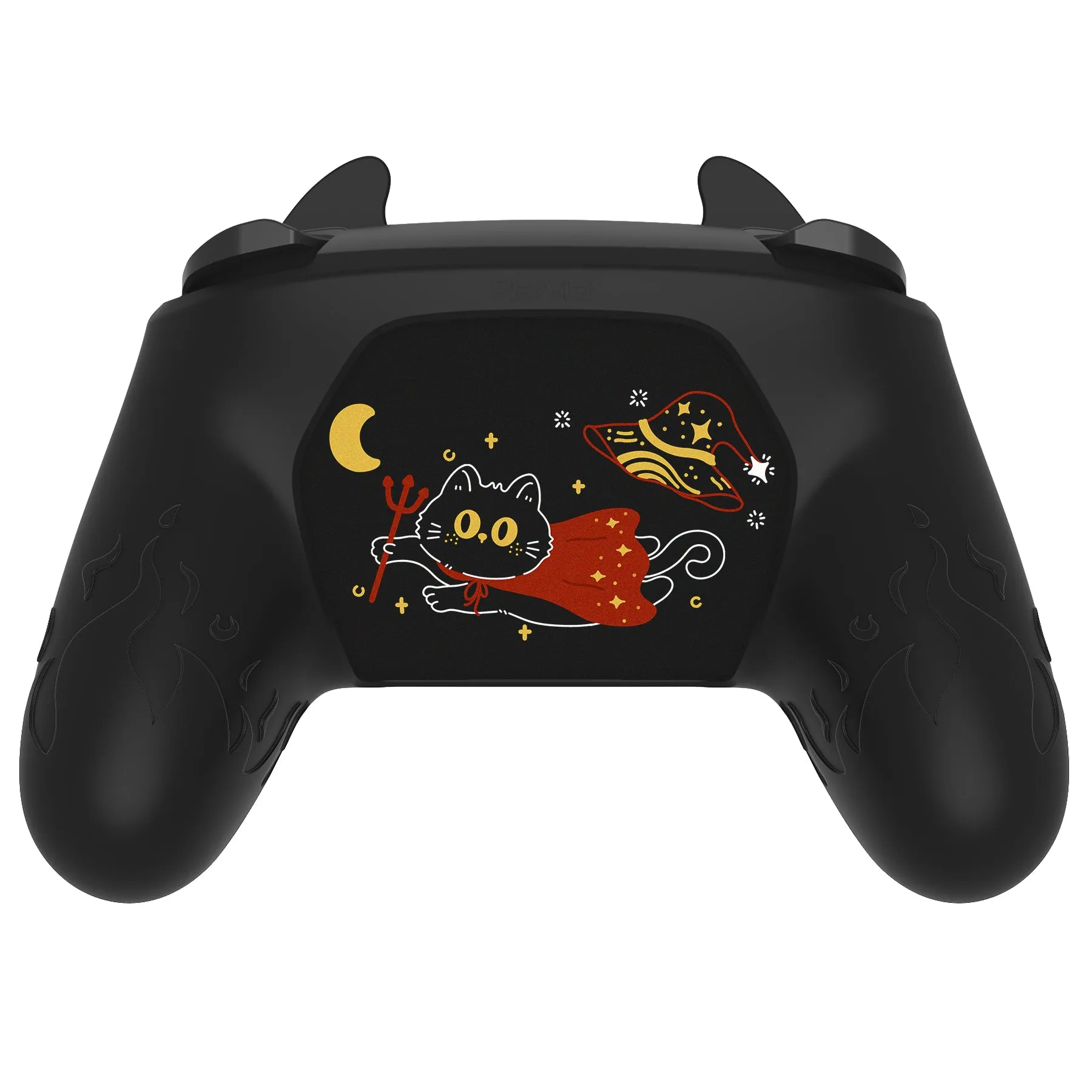 PlayVital Cute Demon Silicone Grip Cover for Nintendo Switch Pro Controller, Anti-Slip Protective Skin with Joystick Caps and Stickers Compatible with Nintendo Switch Pro - Black - AMDNPP005