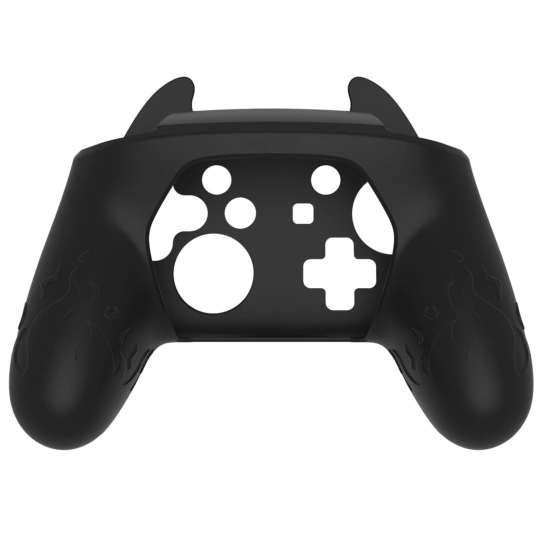 PlayVital Cute Demon Silicone Grip Cover for Nintendo Switch Pro Controller, Anti-Slip Protective Skin with Joystick Caps and Stickers Compatible with Nintendo Switch Pro - Black - AMDNPP005