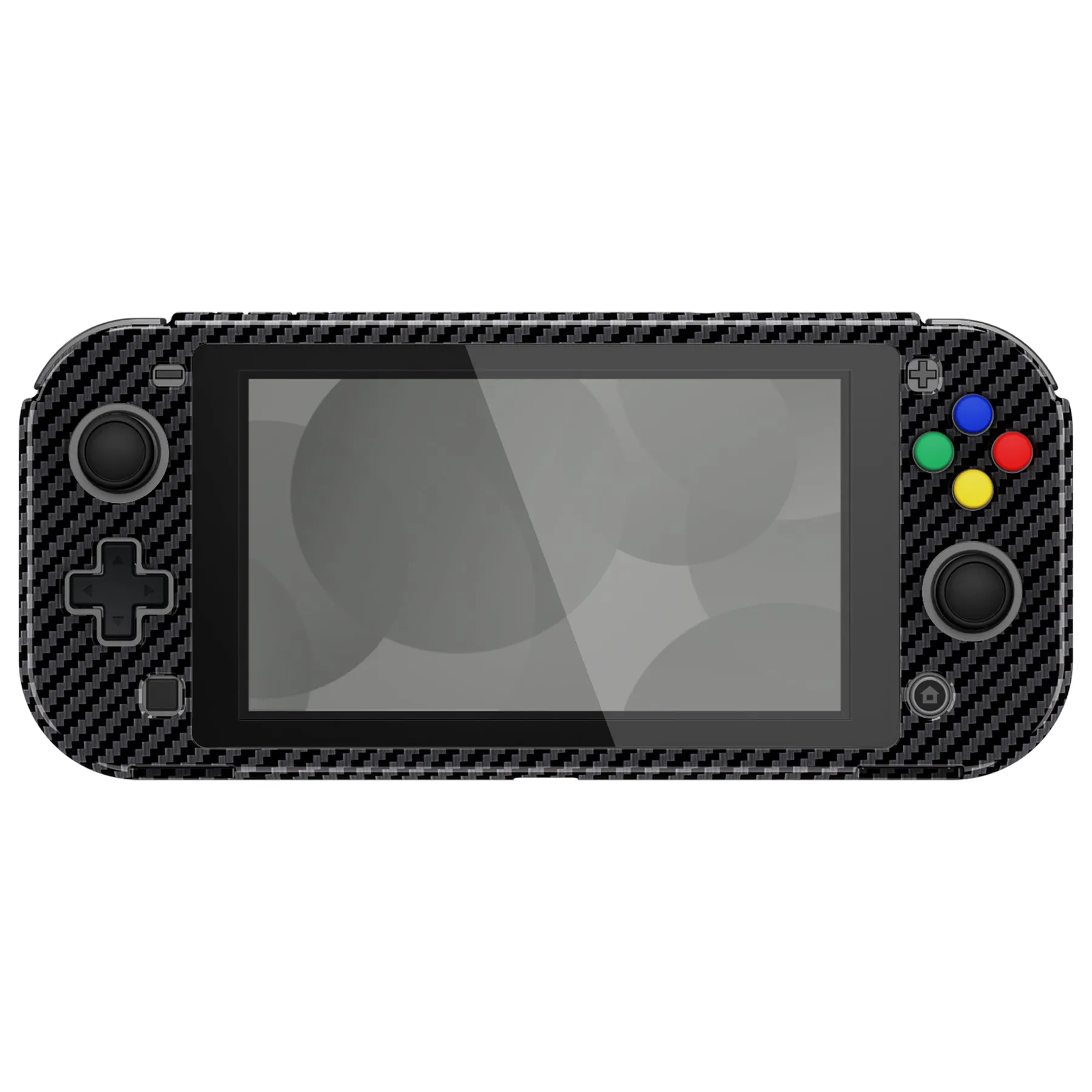 PlayVital Glossy Graphite Carbon Fiber Protective Case for NS Switch Lite, Hard Cover Protector for NS Switch Lite - 1 x Black Border Tempered Glass Screen Protector Included - YYNLS001