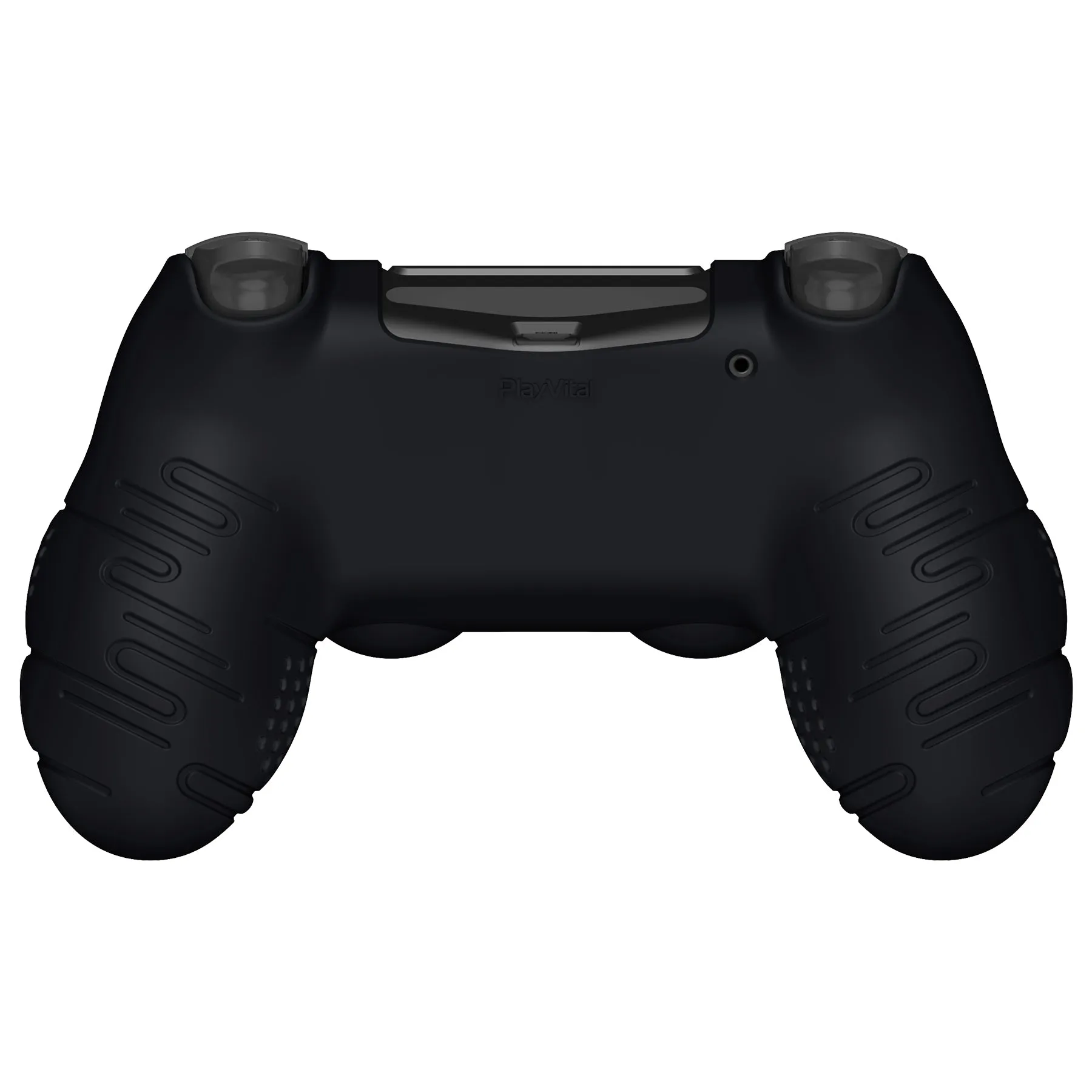 PlayVital Line & Dot Black Silicone Cover Skin for ps4 Controller, Anti-Slip Soft Protector Case Cover with Thumb Grip Caps for ps4 for ps4 Slim for ps4 Pro Controller - CLRP4P001