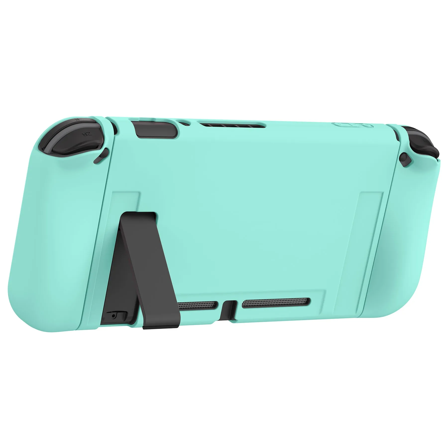 PlayVital Misty Green Protective Case for NS Switch, Soft TPU Slim Case Cover for NS Switch Joy-Con Console with Colorful ABXY Direction Button Caps - NTU6032G2