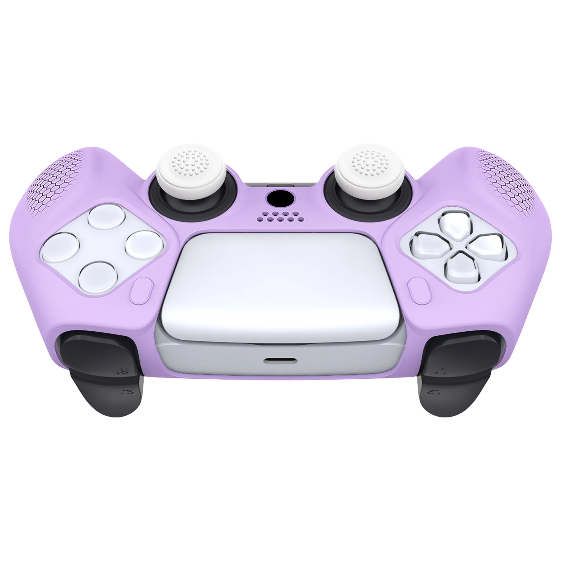 PlayVital Ninja Edition Anti-Slip Silicone Cover Skin for ps5 Wireless Controller, Ergonomic Protector Soft Rubber Case for ps5 Controller Fits with Charging Station with Thumb Grip Caps - Mauve Purple - MQRPFP004