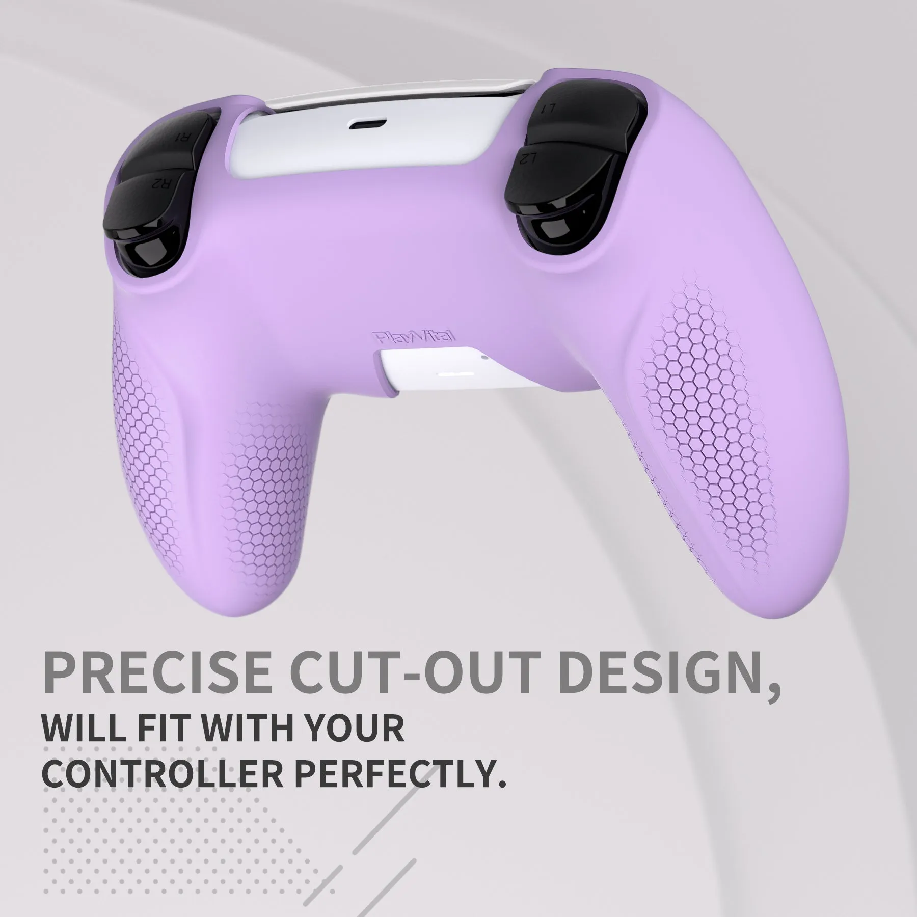 PlayVital Ninja Edition Anti-Slip Silicone Cover Skin for ps5 Wireless Controller, Ergonomic Protector Soft Rubber Case for ps5 Controller Fits with Charging Station with Thumb Grip Caps - Mauve Purple - MQRPFP004