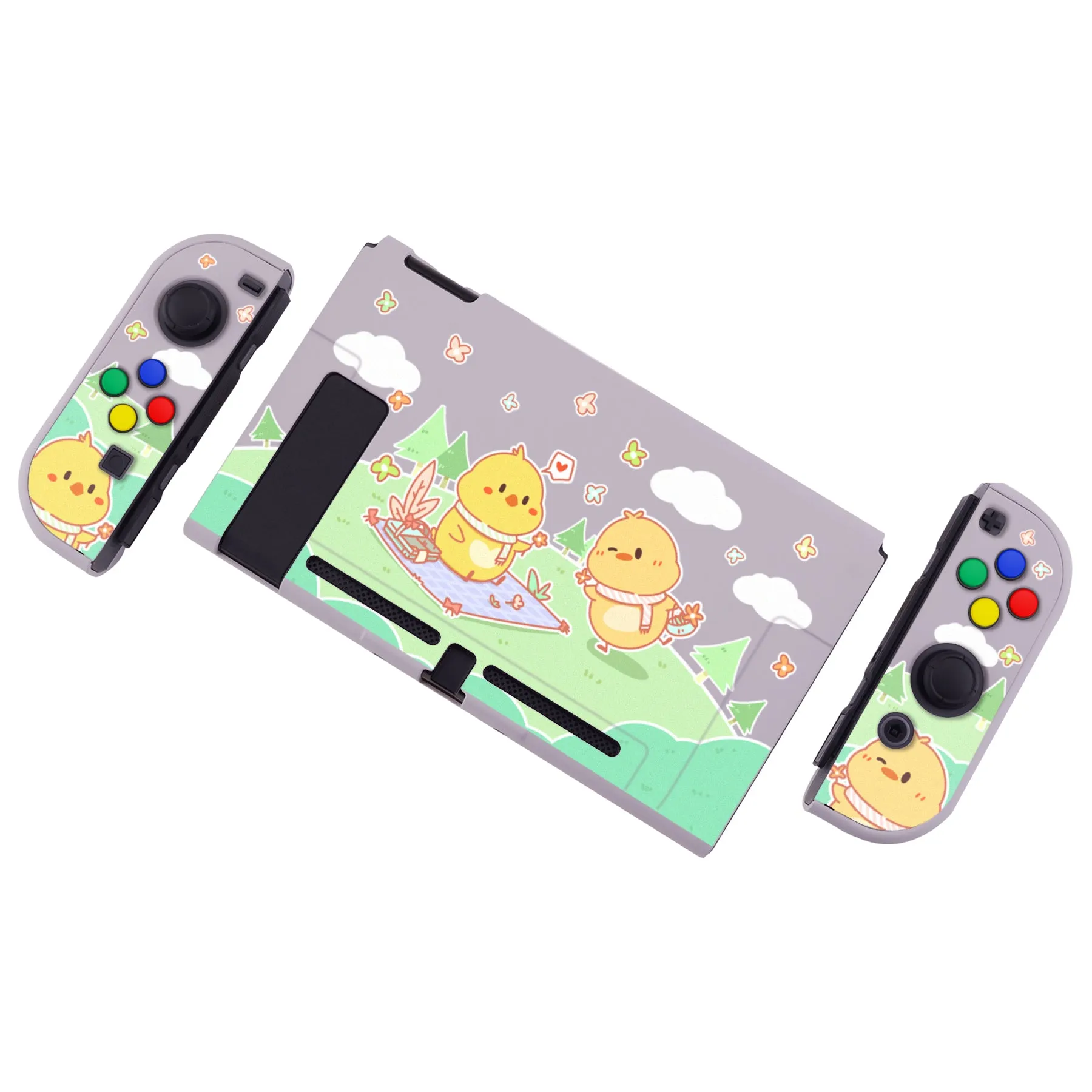 PlayVital Picnic Fair Back Cover for NS Switch Console, NS Joycon Handheld Controller Separable Protector Hard Shell, Dockable Protective Case with Colorful ABXY Direction Button Caps - NTT119