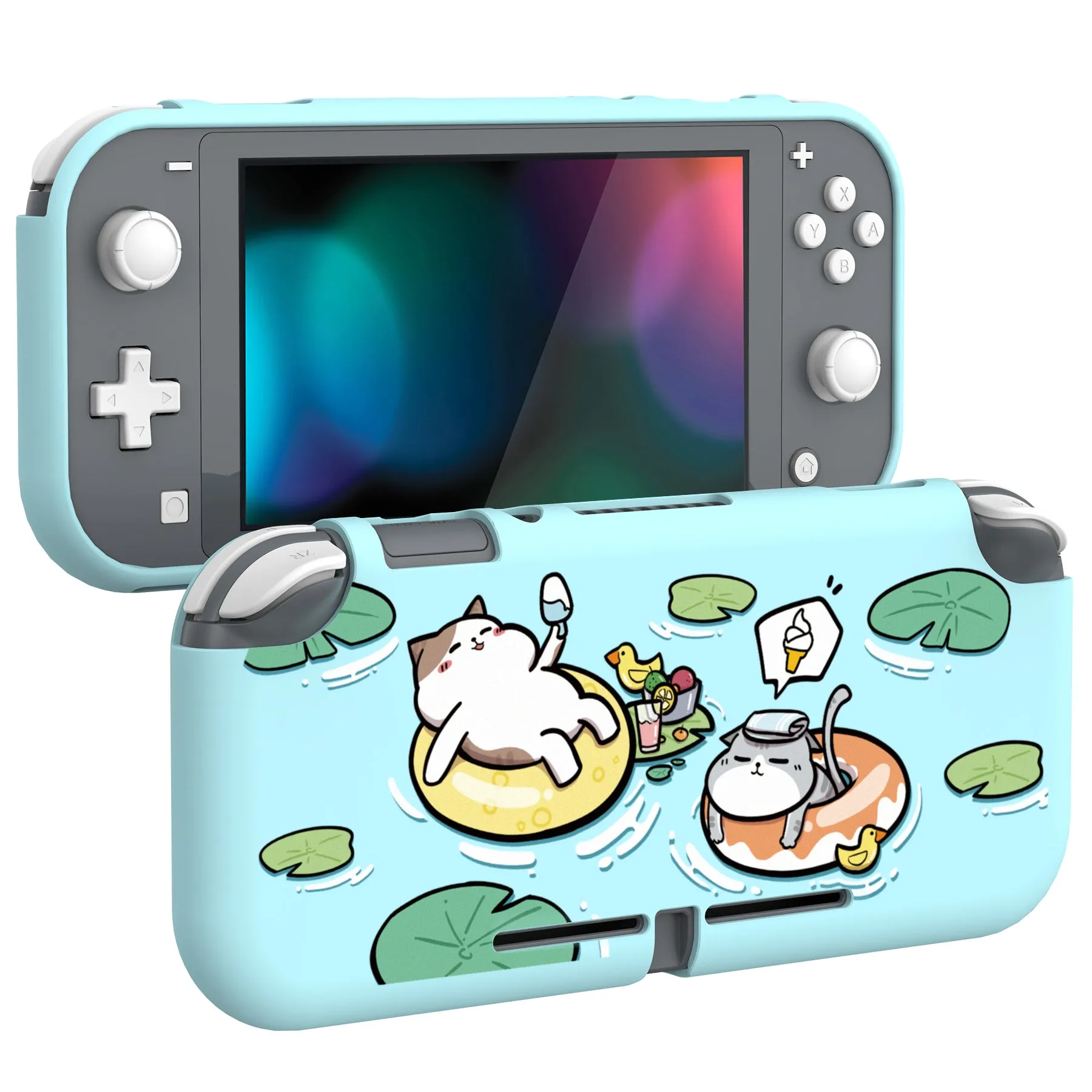 PlayVital Pool Party Kitten Custom Protective Case for NS Switch Lite, Soft TPU Slim Case Cover for NS Switch Lite - LTU6007