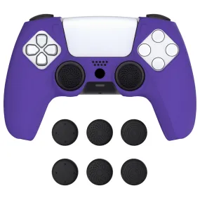 PlayVital Pure Series Ergonomic Anti-Slip Silicone Cover Skin for PS5 Controller, Soft Rubber Grip Case for PS5 Wireless Controller Fits with Charging Station with 6 Thumb Grip Caps - Purple- EKPFP006