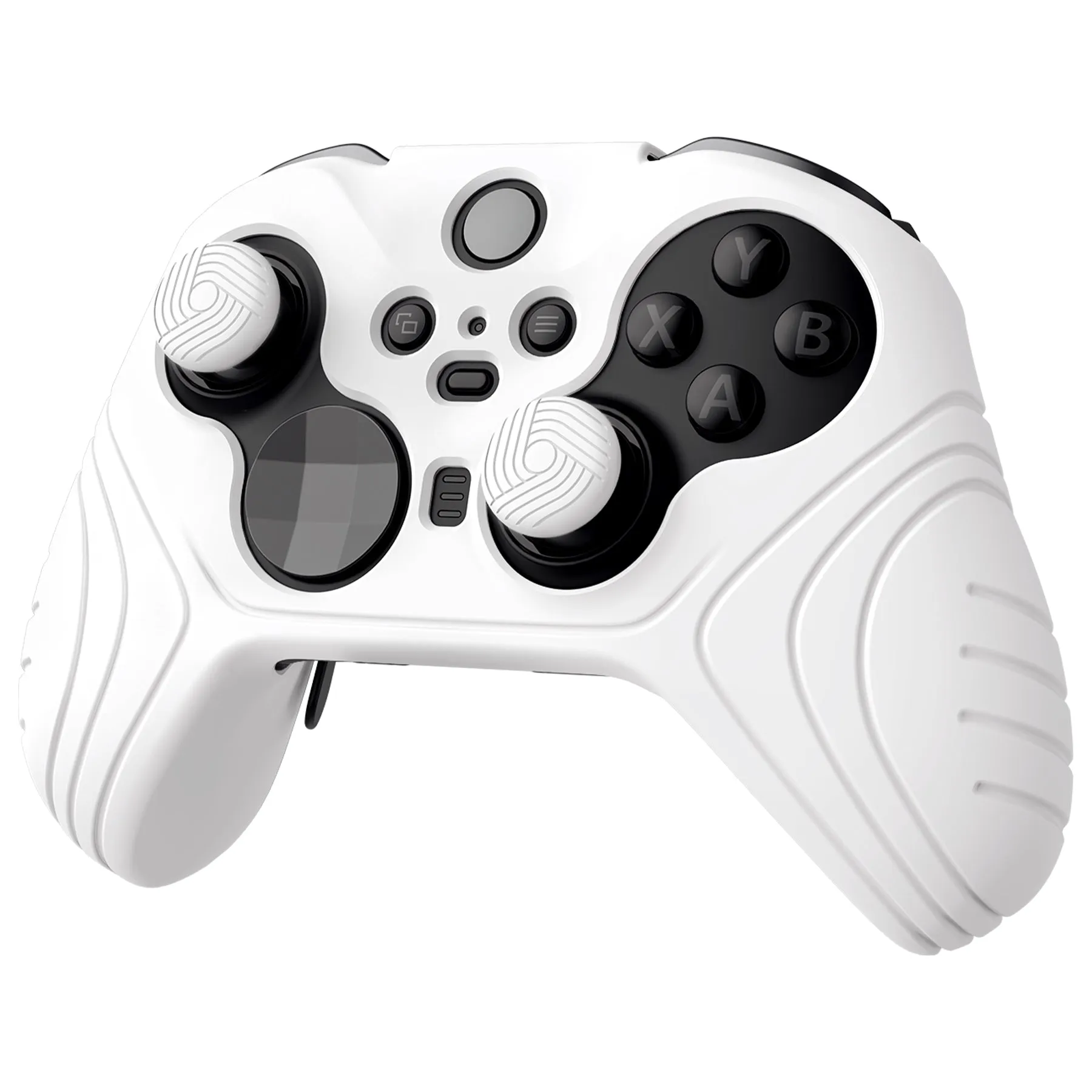 PlayVital Samurai Edition Anti Slip Silicone Case Cover for Xbox Elite Wireless Controller Series 2, Ergonomic Soft Rubber Skin Protector for Xbox Elite Series 2 with Thumb Grip Caps - White - XBE2M002