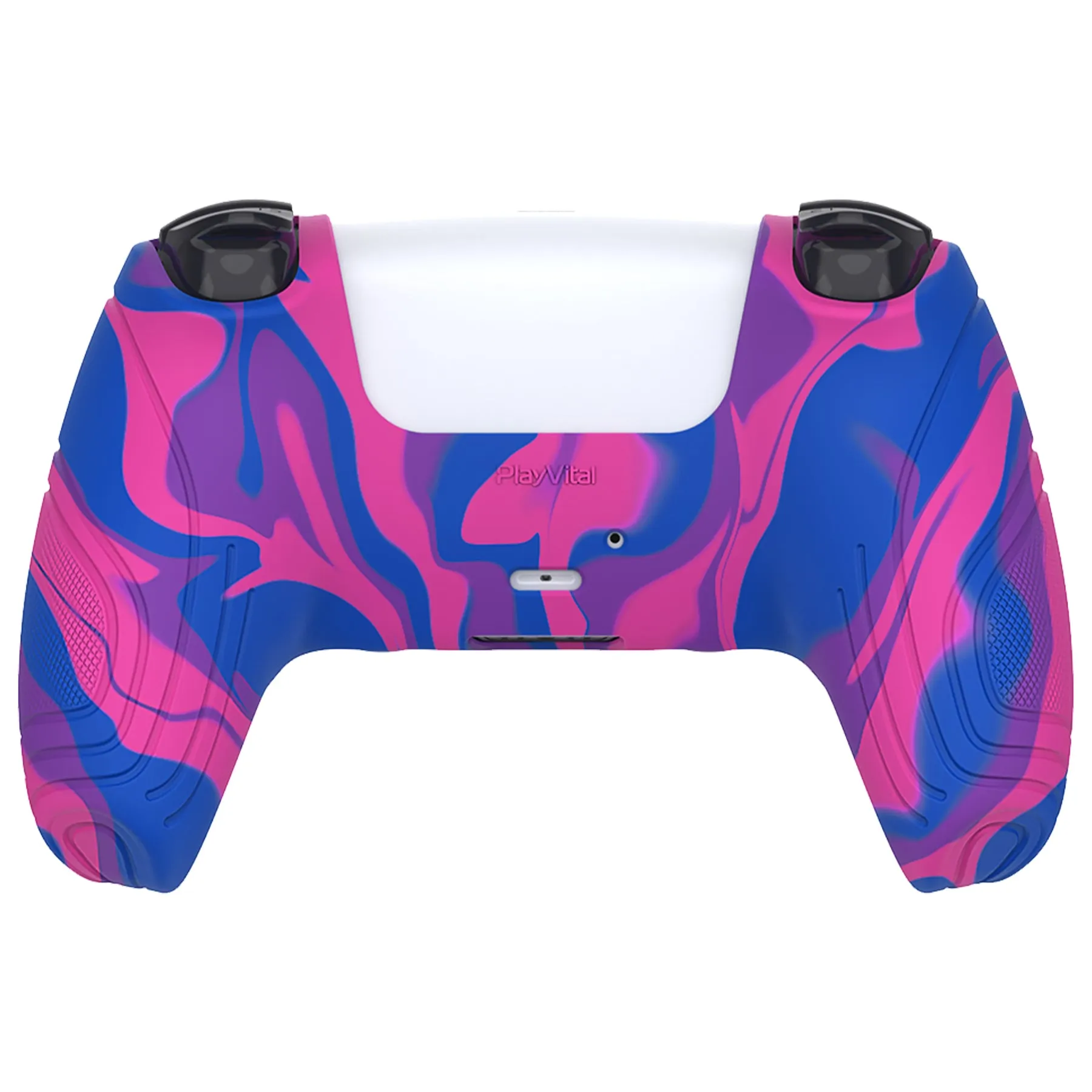 PlayVital Samurai Edition Pink & Purple & Blue Anti-slip Controller Grip Silicone Skin, Ergonomic Soft Rubber Protective Case Cover for PlayStation 5 PS5 Controller with Black Thumb Stick Caps - BWPF015