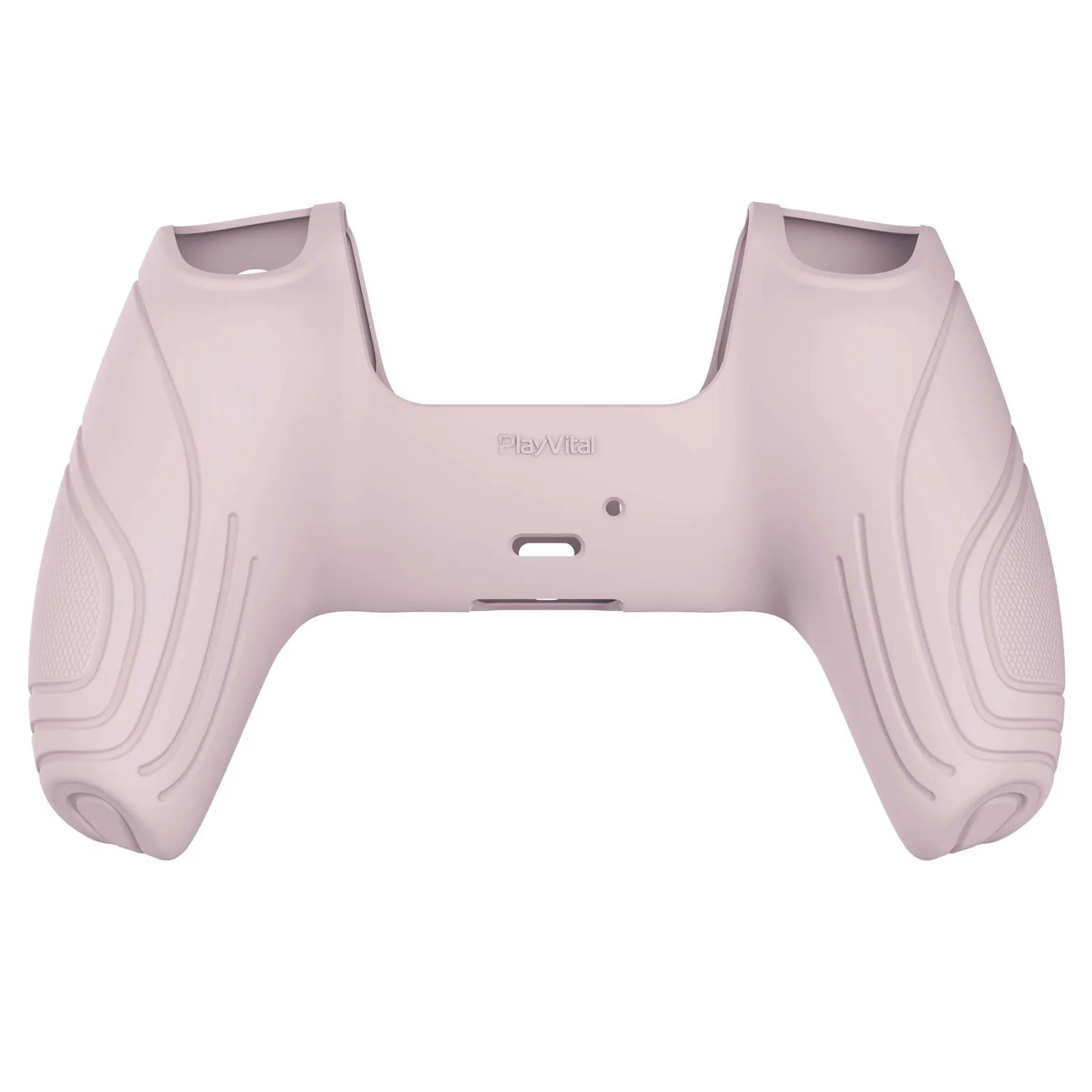 PlayVital Samurai Edition Pink Anti-slip Controller Grip Silicone Skin, Ergonomic Soft Rubber Protective Case Cover for PlayStation 5 PS5 Controller with White Thumb Stick Caps - BWPF005