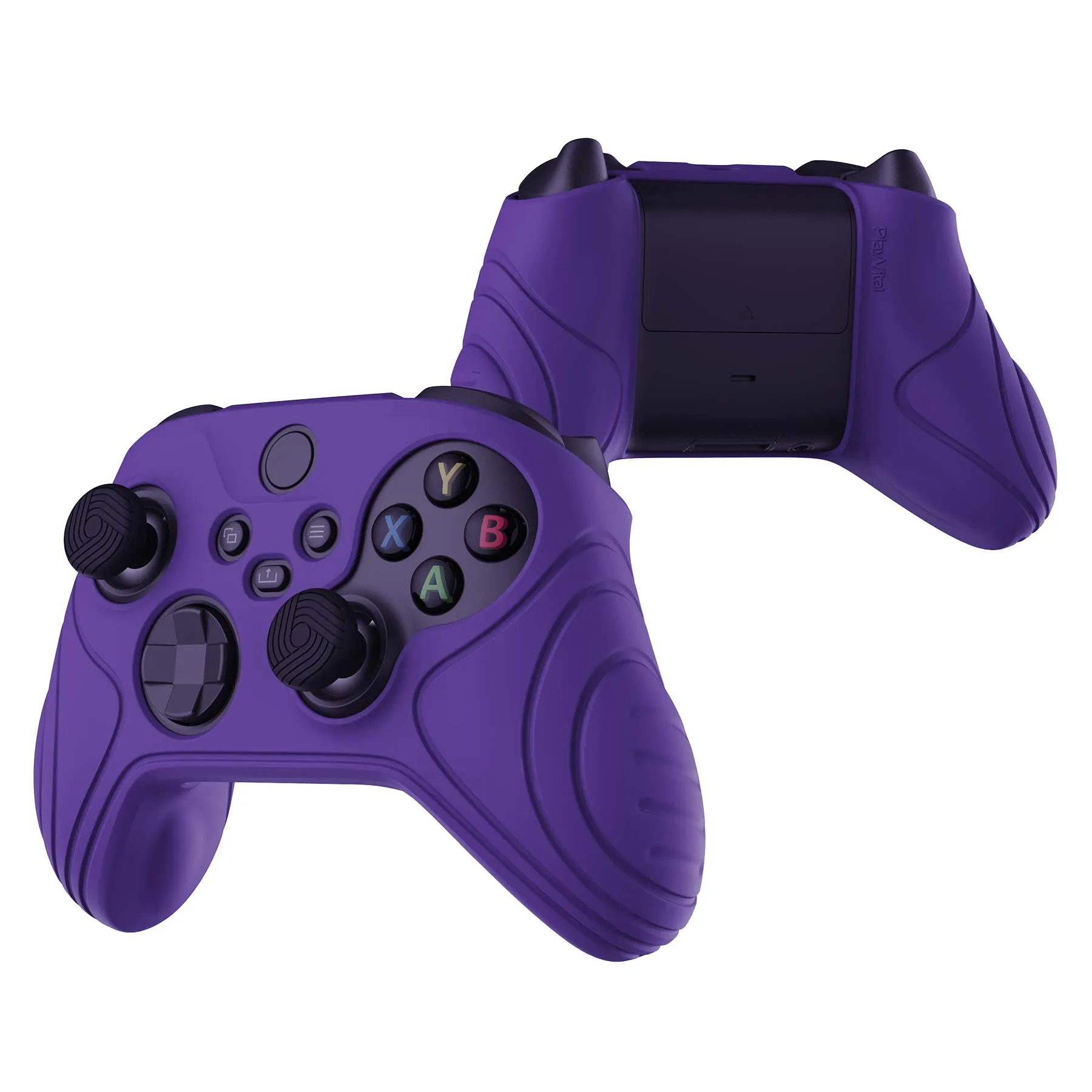 PlayVital Samurai Edition Purple Anti-slip Controller Grip Silicone Skin, Ergonomic Soft Rubber Protective Case Cover for Xbox Series S/X Controller with Black Thumb Stick Caps - WAX3007