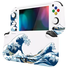 PlayVital ZealProtect Protective Case for Nintendo Switch Lite, Hard Shell Ergonomic Grip Cover for Switch Lite with Screen Protector & Thumb Grip Caps & Button Caps - The Great Wave off Kanagawa - PSLYT001