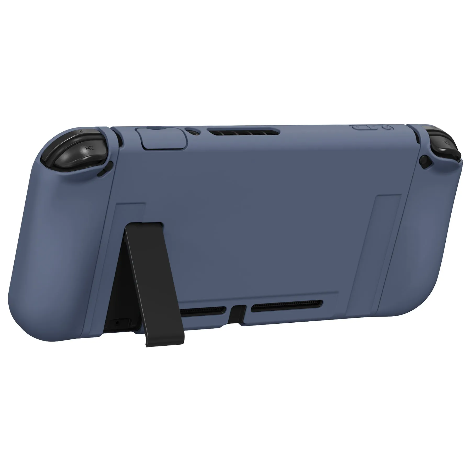 PlayVital ZealProtect Soft Protective Case for Nintendo Switch, Flexible Cover Protector for Nintendo Switch with Tempered Glass Screen Protector & Thumb Grip Caps & ABXY Direction Button Caps - Slate Gray - RNSYM5011